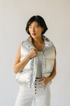 The Galveston Shiny Metallic Puffer Vest in Silver