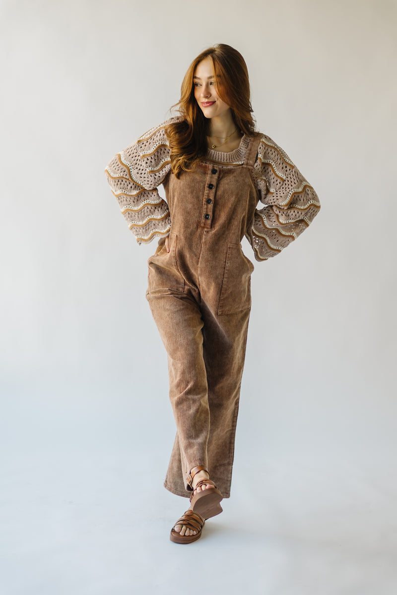 The Belliston Vintage Washed Corduroy Overall in Camel