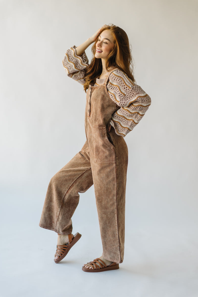 The Belliston Vintage Washed Corduroy Overall in Camel