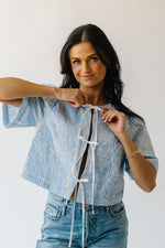 The Bria Tie Front Gingham Blouse in Blue