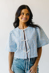 The Bria Tie Front Gingham Blouse in Blue