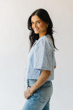 The Bria Tie Front Gingham Blouse in Blue