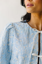 The Bria Tie Front Gingham Blouse in Blue