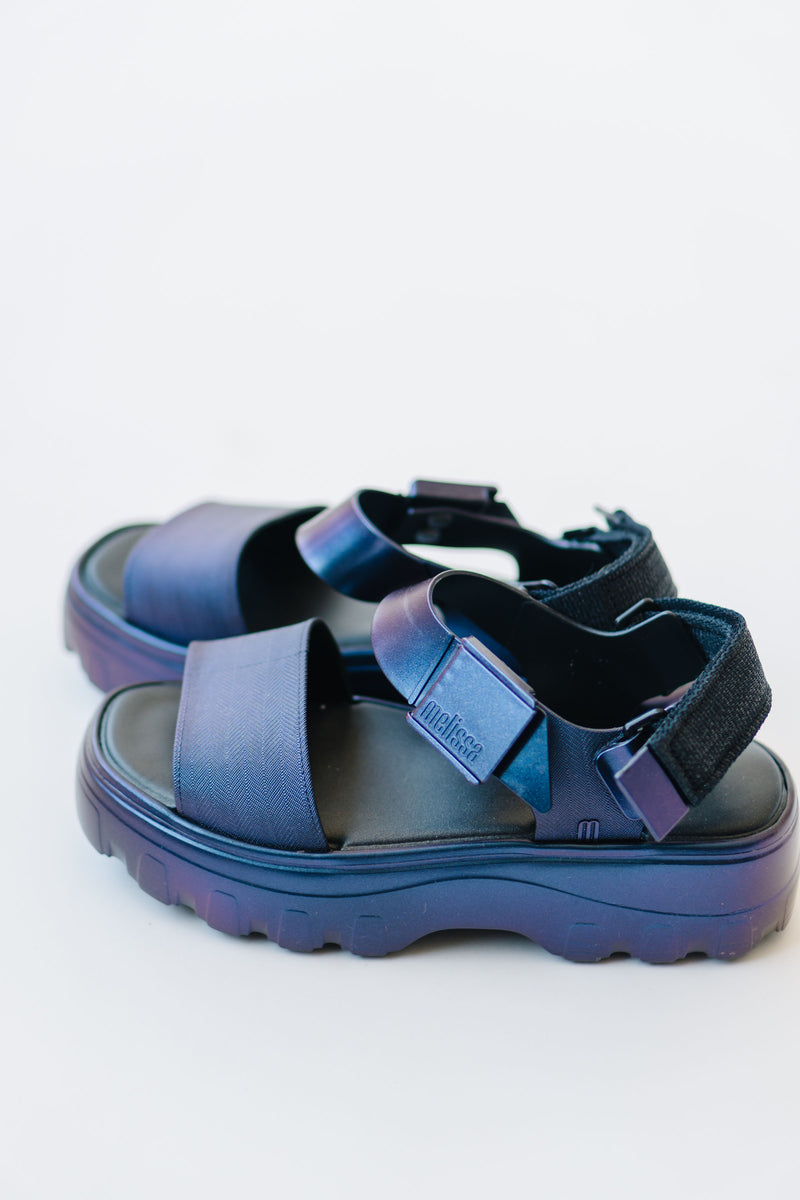 Melissa: Kick Off Sandal Metallic in Blue Chameleon