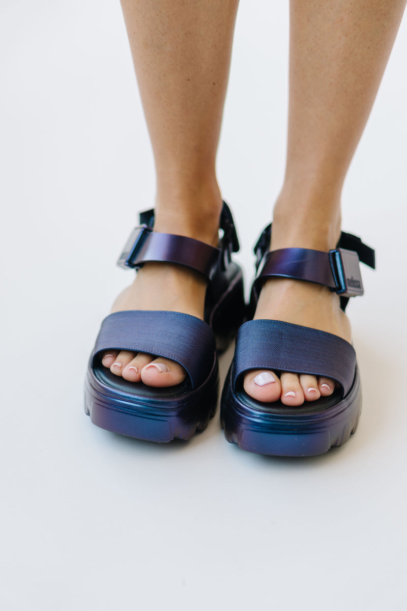 Melissa: Kick Off Sandal Metallic in Blue Chameleon (SHIPS IN 1 WEEK)