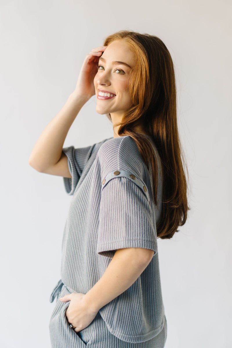 The Karsten Button Detail Tee in Light Grey