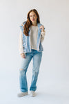 The Marlowe Striped Sherpa Vest in Ivory + Blue