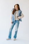 The Marlowe Striped Sherpa Vest in Ivory + Blue