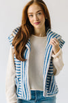 The Marlowe Striped Sherpa Vest in Ivory + Blue