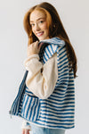 The Marlowe Striped Sherpa Vest in Ivory + Blue