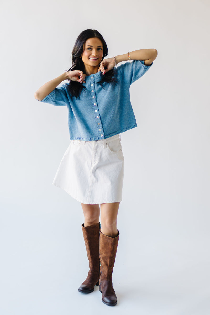 The Elkins Button-Up Sweater in Blue