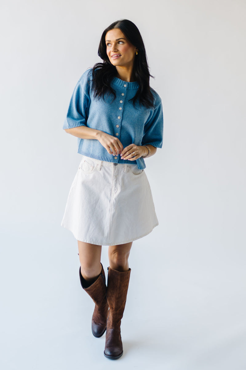 The Elkins Button-Up Sweater in Blue