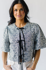 The Bria Tie Front Gingham Blouse in Black