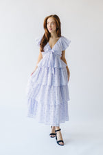 The Benson Tiered Dot Midi Dress in Lavender