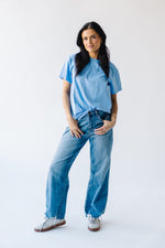 The Kayla High Rise Wide Leg Raw Hem Jean in Blue Jay