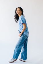 The Kayla High Rise Wide Leg Raw Hem Jean in Blue Jay