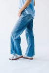 The Kayla High Rise Wide Leg Raw Hem Jean in Blue Jay