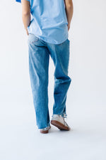 The Kayla High Rise Wide Leg Raw Hem Jean in Blue Jay