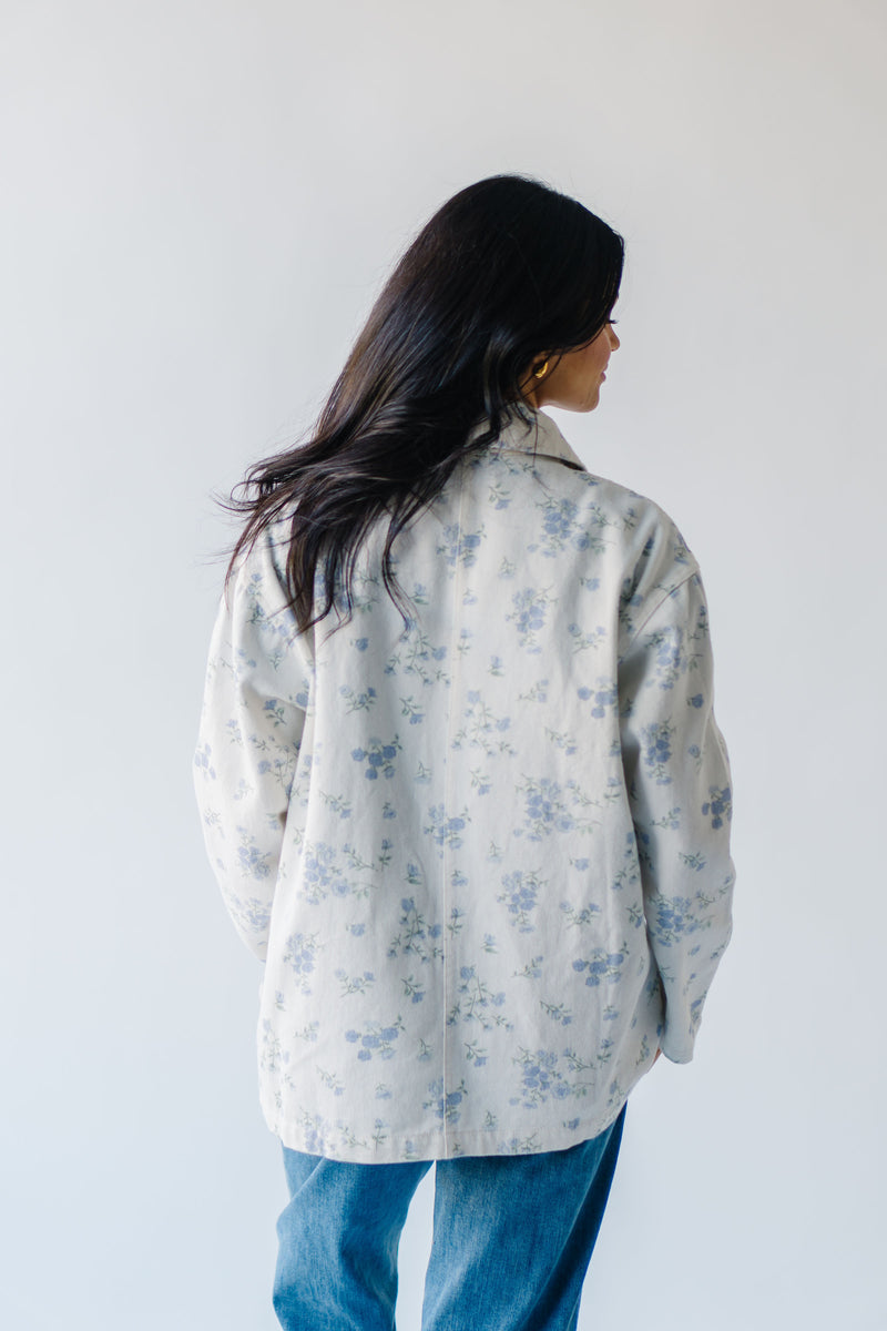 The Vitano Floral Jacket in White + Blue