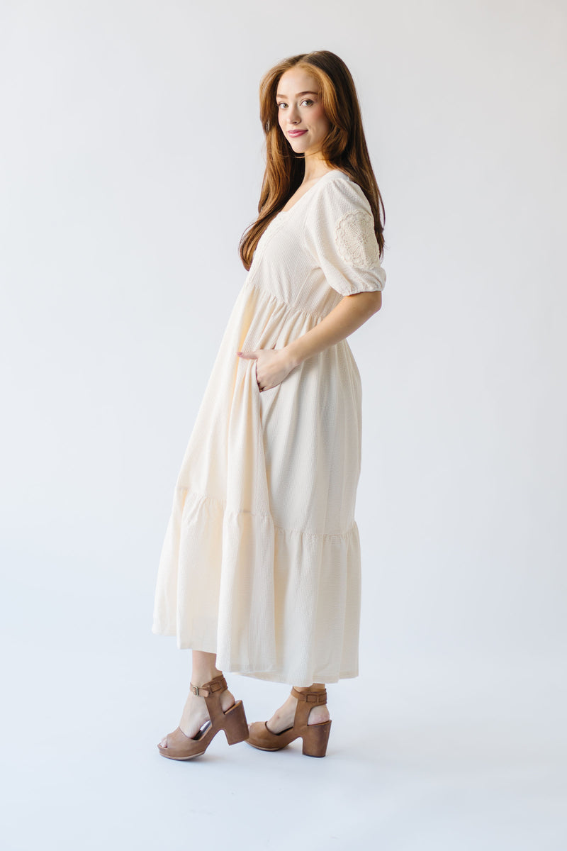 The Dorwin Trim Detail Midi Dress in Cream