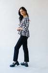 The Brenna Gingham Tie Blouse in Black