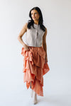 The Beckville Tiered Woven Maxi Skirt in Dusty Orange