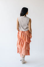 The Beckville Tiered Woven Maxi Skirt in Dusty Orange