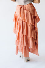 The Beckville Tiered Woven Maxi Skirt in Dusty Orange