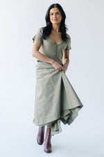 The Murdock Pointelle Knit Midi Dress in Olive