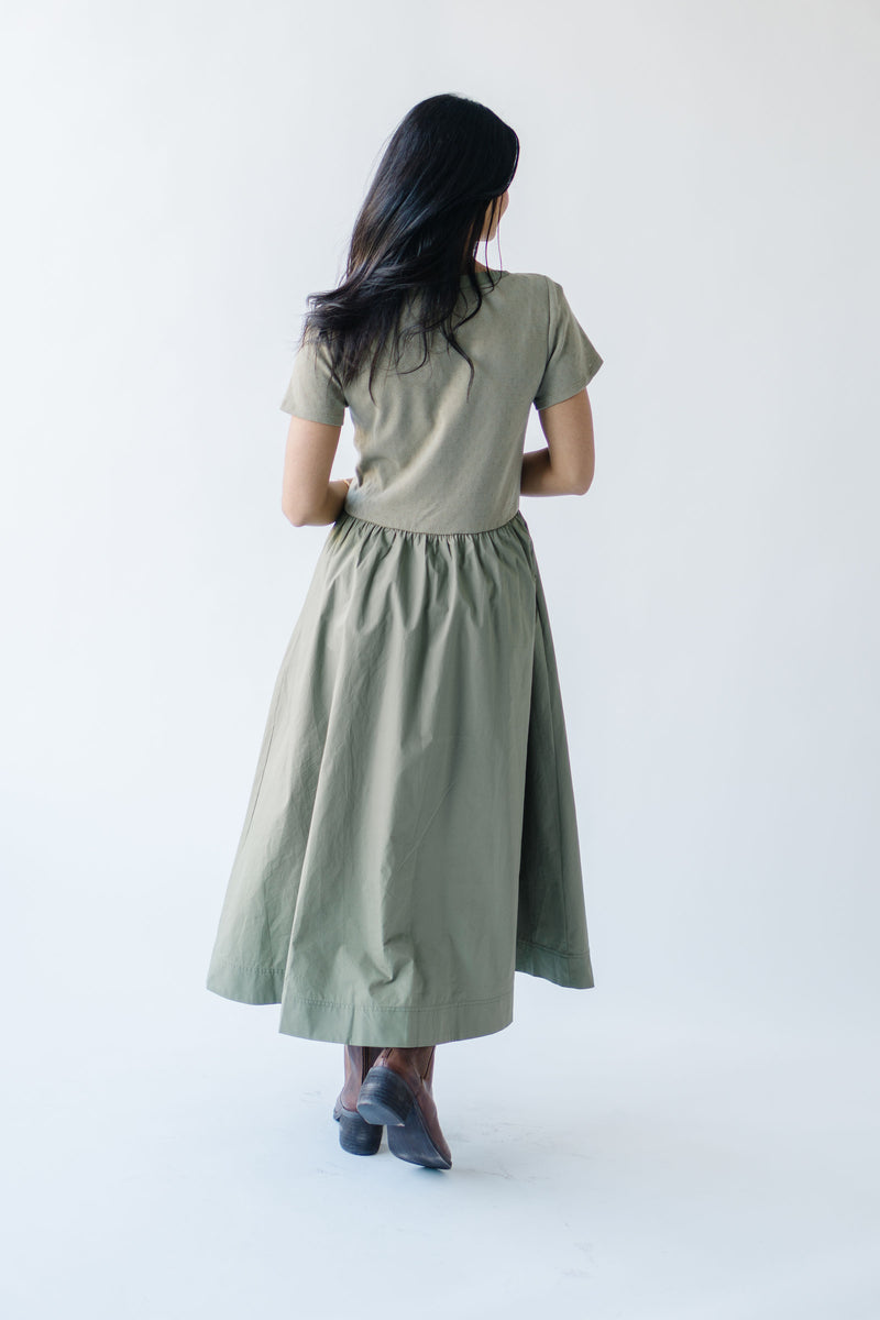 The Murdock Pointelle Knit Midi Dress in Olive