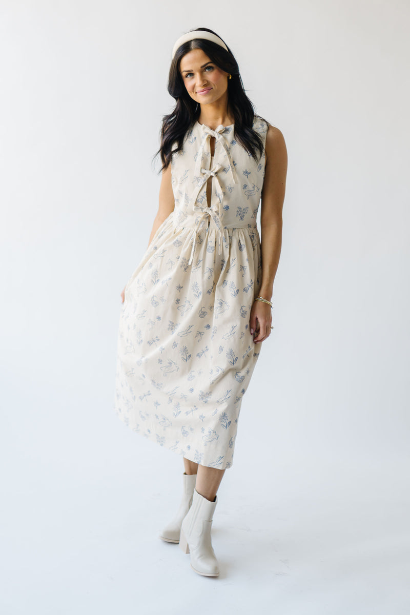 The Ketola Printed Midi Dress in Blue