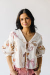 The Marcia Tie-Front Patterned Blouse in Cream + Blush