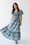 The Seaberg Smocked Midi Dress in Navy Floral