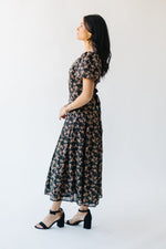 The Tracy V-Neck Floral Midi Dress in Black