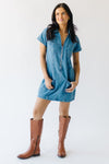 The Mckoy Zip Detail Dress in Washed Denim