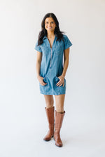 The Mckoy Zip Detail Dress in Washed Denim