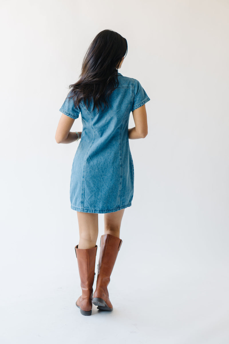 The Mckoy Zip Detail Dress in Washed Denim