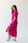 The Snyder Ribbed Polo Dress in Magenta