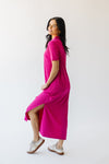 The Snyder Ribbed Polo Dress in Magenta