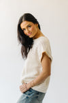 The Dillon Textured Dolman Sleeve Knit Blouse in Cream + Camel