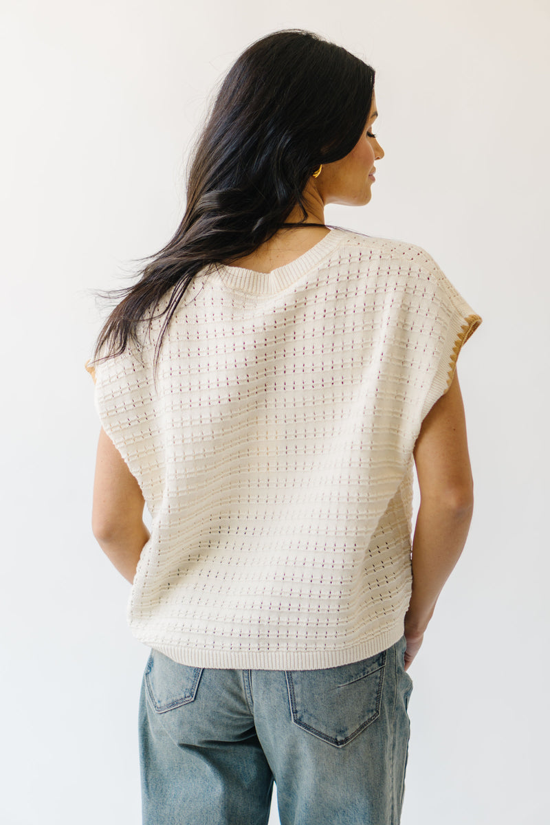 The Dillon Textured Dolman Sleeve Knit Blouse in Cream + Camel