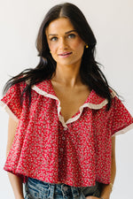 Free People: Truly Yours Printed Blouse in Vintage Red Combo