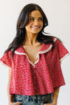 Free People: Truly Yours Printed Blouse in Vintage Red Combo