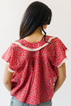 Free People: Truly Yours Printed Blouse in Vintage Red Combo