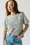 The Boswell Daisy Embroidered Tee in Cream + Black