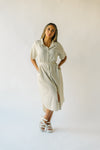 The Harburn Striped Button-Down Dress in Ivory + Black