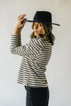 The Delise Puff Sleeve Blouse in Black + Oatmeal Stripe