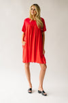 The Tyronza Contrast Ruffle Detail Dress in Tomato Red