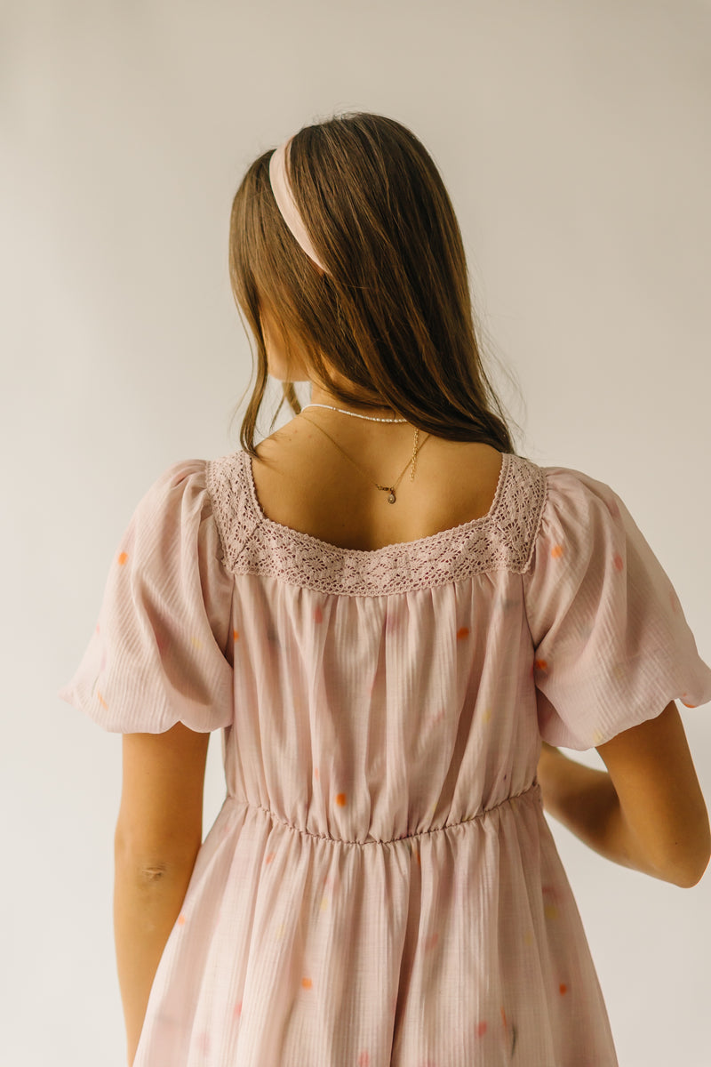 The Lilesville Lace Trim Detail Dress in Apricot