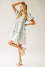 The Tania Floral Babydoll Dress in Dusty Blue